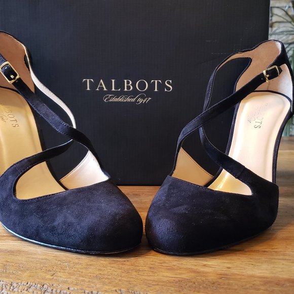 Talbots Elegant Black Suede Heels - Picture 4 of 11